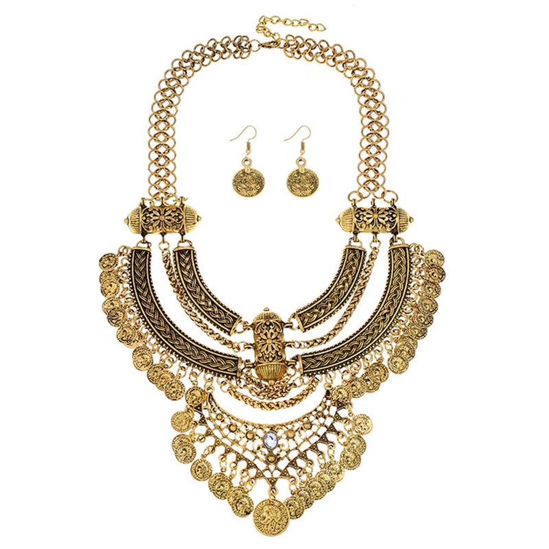 Lyhcside Fashion Bib Bohemian Statement Necklace Punk Ethnic Jewelry for Women - Image 1